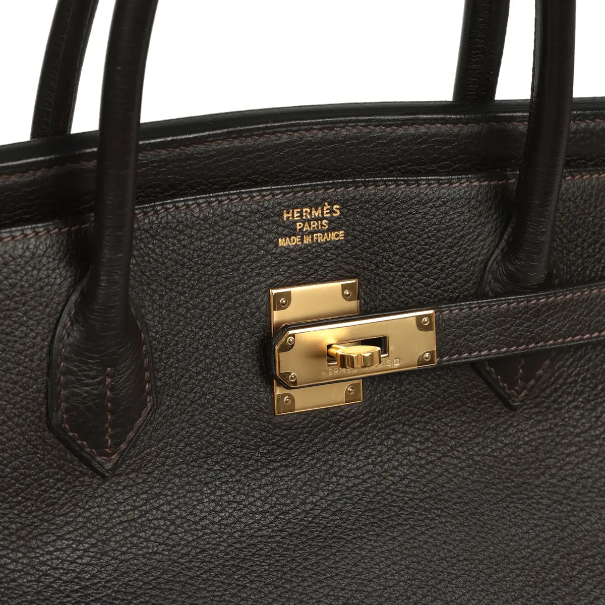 HERMÈS Vintage Hermes Birkin 40 Ebene Togo Gold Hardware | Thumbnail 7 HERMÈS Vintage Hermes Birkin 40 Ebene Togo Gold Hardware | Thumbnail 7