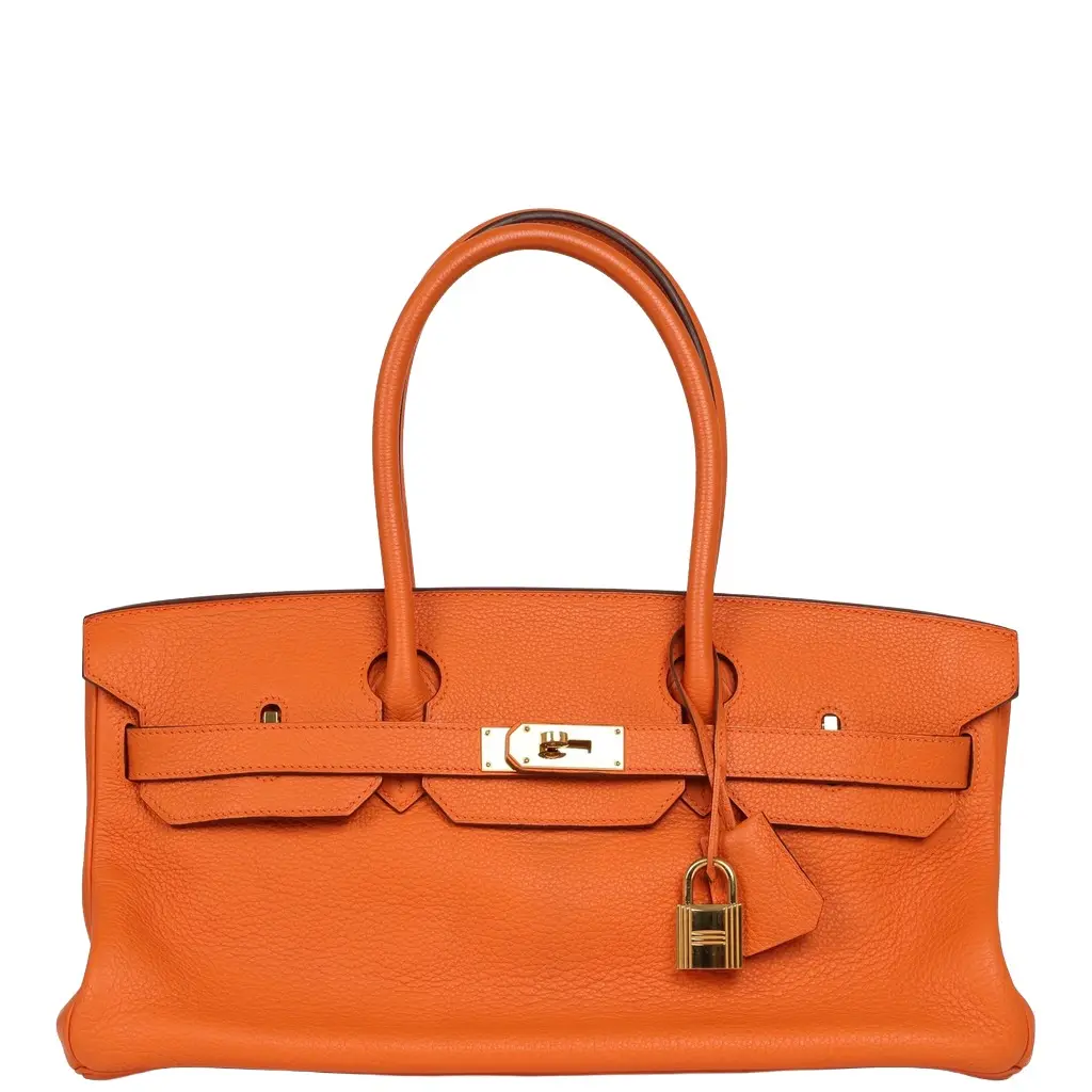 Vintage Hermes Shoulder Birkin 42 JPG Orange Clemence Gold Hardware Vintage Hermes Shoulder Birkin 42 JPG Orange Clemence Gold Hardware