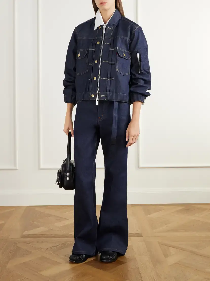 Sacai + Levi's Belted Webbing-trimmed Mid-rise Flared Jeans | Thumbnail 2 Sacai + Levi's Belted Webbing-trimmed Mid-rise Flared Jeans | Thumbnail 2