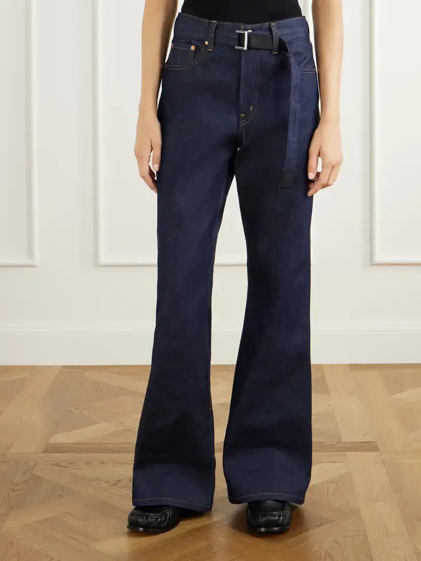 Sacai + Levi's Belted Webbing-trimmed Mid-rise Flared Jeans | Thumbnail 3 Sacai + Levi's Belted Webbing-trimmed Mid-rise Flared Jeans | Thumbnail 3