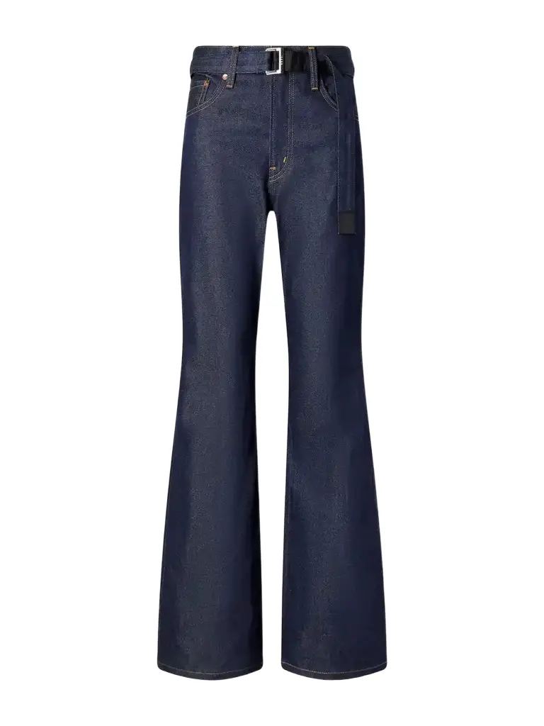 Sacai + Levi's Belted Webbing-trimmed Mid-rise Flared Jeans