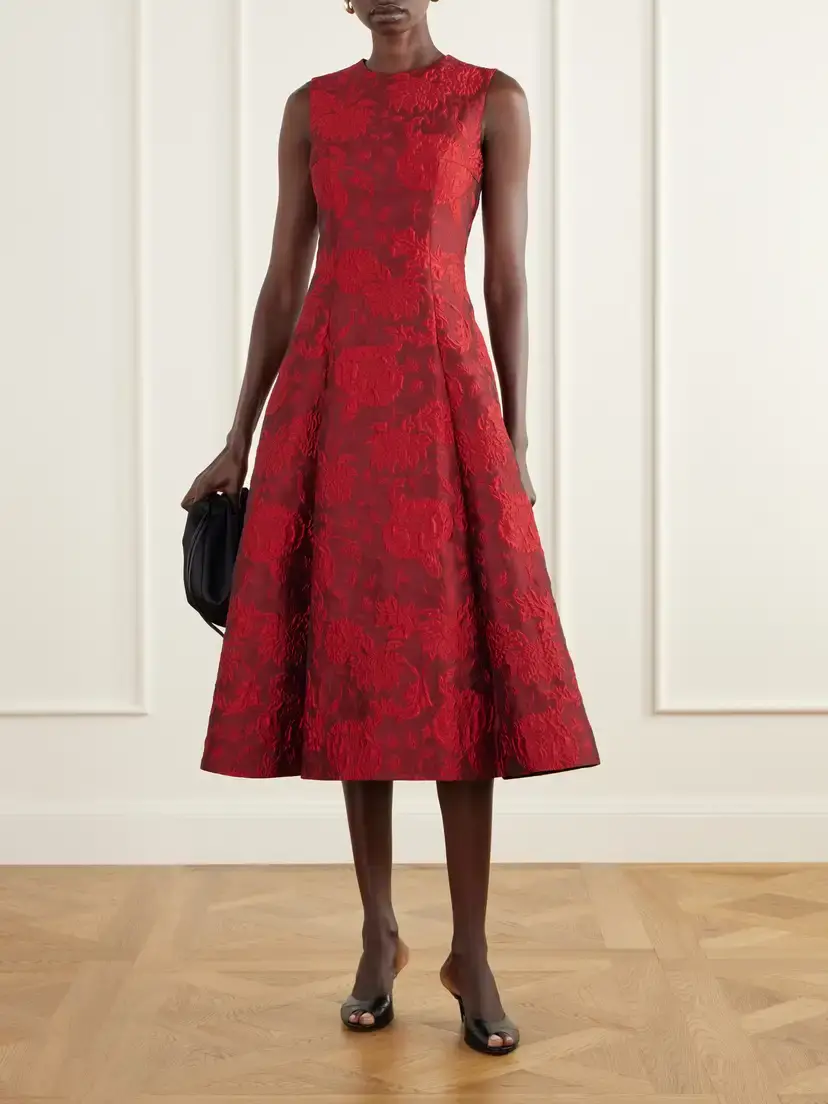Emilia Wickstead Mara Pleated Floral-cloqué Midi Dress | Thumbnail 2 Emilia Wickstead Mara Pleated Floral-cloqué Midi Dress | Thumbnail 2