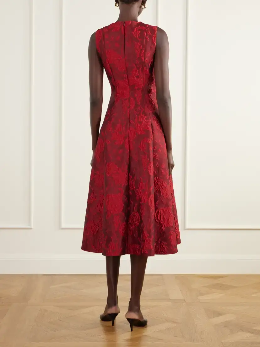 Emilia Wickstead Mara Pleated Floral-cloqué Midi Dress | Thumbnail 3 Emilia Wickstead Mara Pleated Floral-cloqué Midi Dress | Thumbnail 3