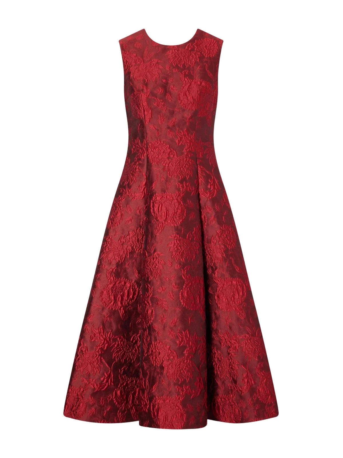 Mara Pleated Floral-cloqué Midi Dress