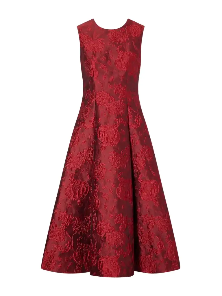Emilia Wickstead Mara Pleated Floral-cloqué Midi Dress