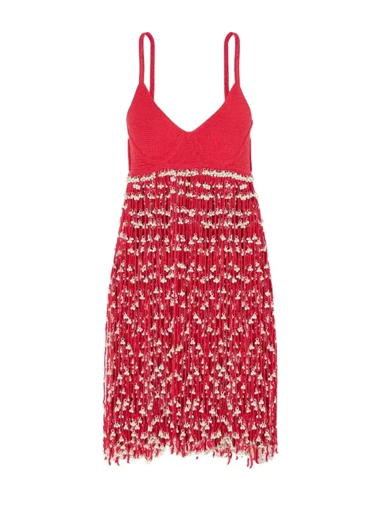 Catherine Embellished Cotton Crochet-knit Mini Dress Catherine Embellished Cotton Crochet-knit Mini Dress