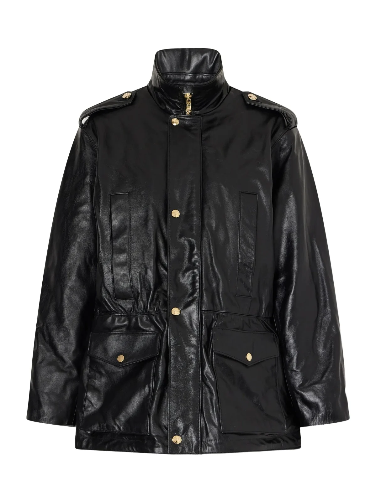 RÙADH The Blackadder Drawstring Glossed-leather Jacket