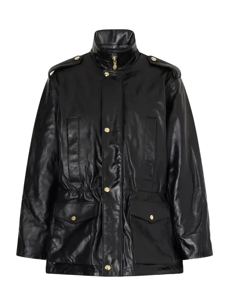 RÙADH The Blackadder Drawstring Glossed-leather Jacket