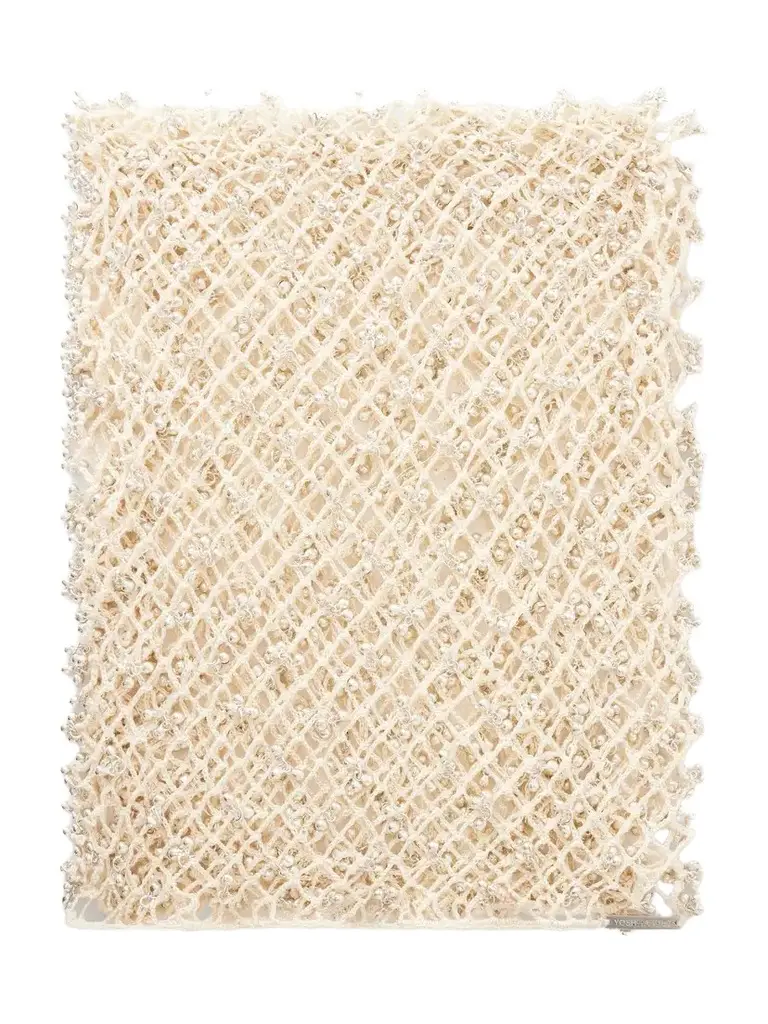 Embellished Crocheted Cotton Scarf Embellished Crocheted Cotton Scarf