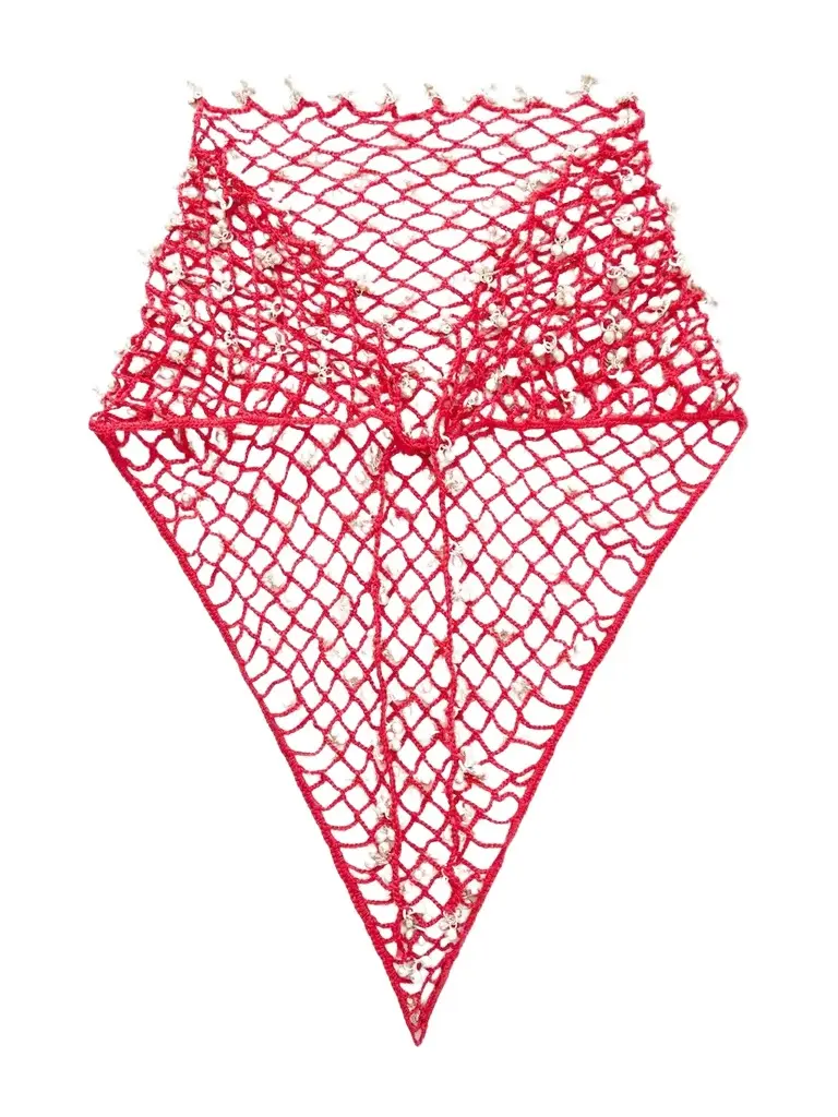 Yoshita 1967 Embellished Cotton Crochet-knit Bandana