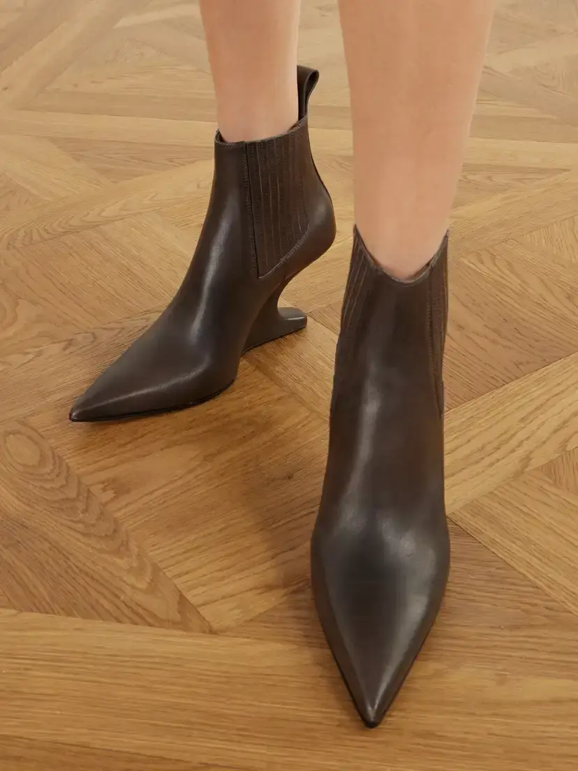 Rick Owens Cantilever 80 Curved Leather Wedge Ankle Boots | Thumbnail 2 Rick Owens Cantilever 80 Curved Leather Wedge Ankle Boots | Thumbnail 2