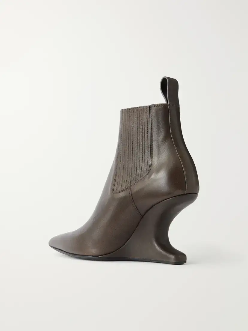 Rick Owens Cantilever 80 Curved Leather Wedge Ankle Boots | Thumbnail 3 Rick Owens Cantilever 80 Curved Leather Wedge Ankle Boots | Thumbnail 3