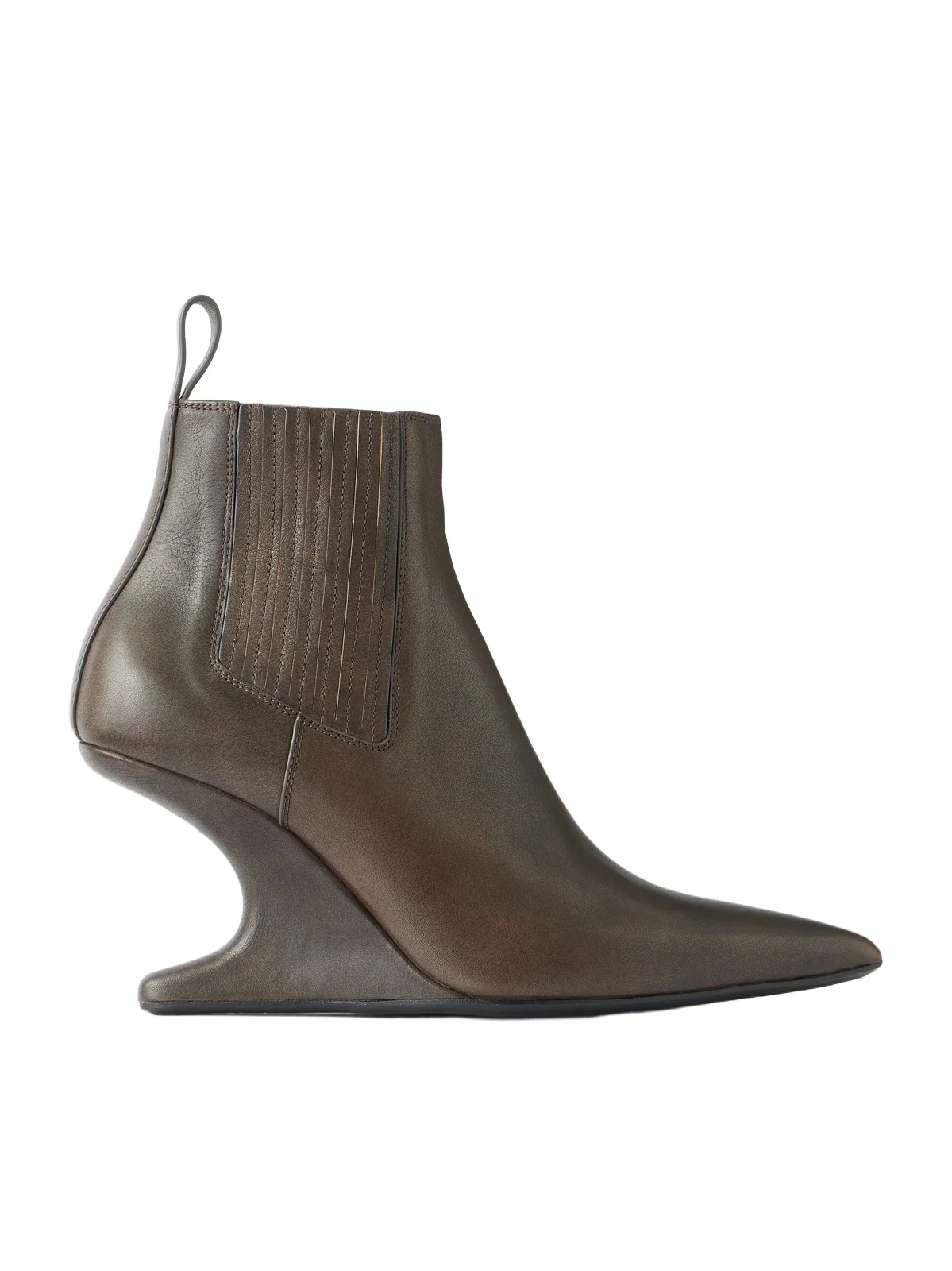Rick Owens Cantilever 80 Curved Leather Wedge Ankle Boots