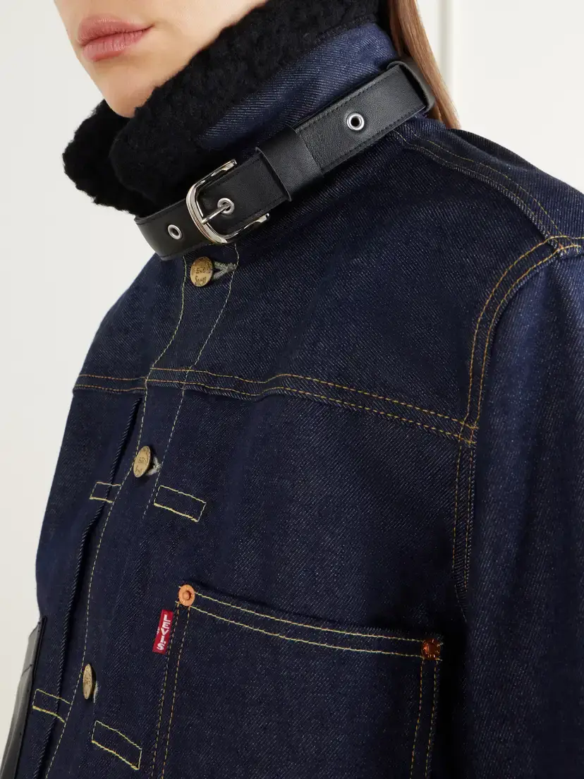 Sacai + Levi's Plush And Leather-trimmed Denim Jacket | Thumbnail 5