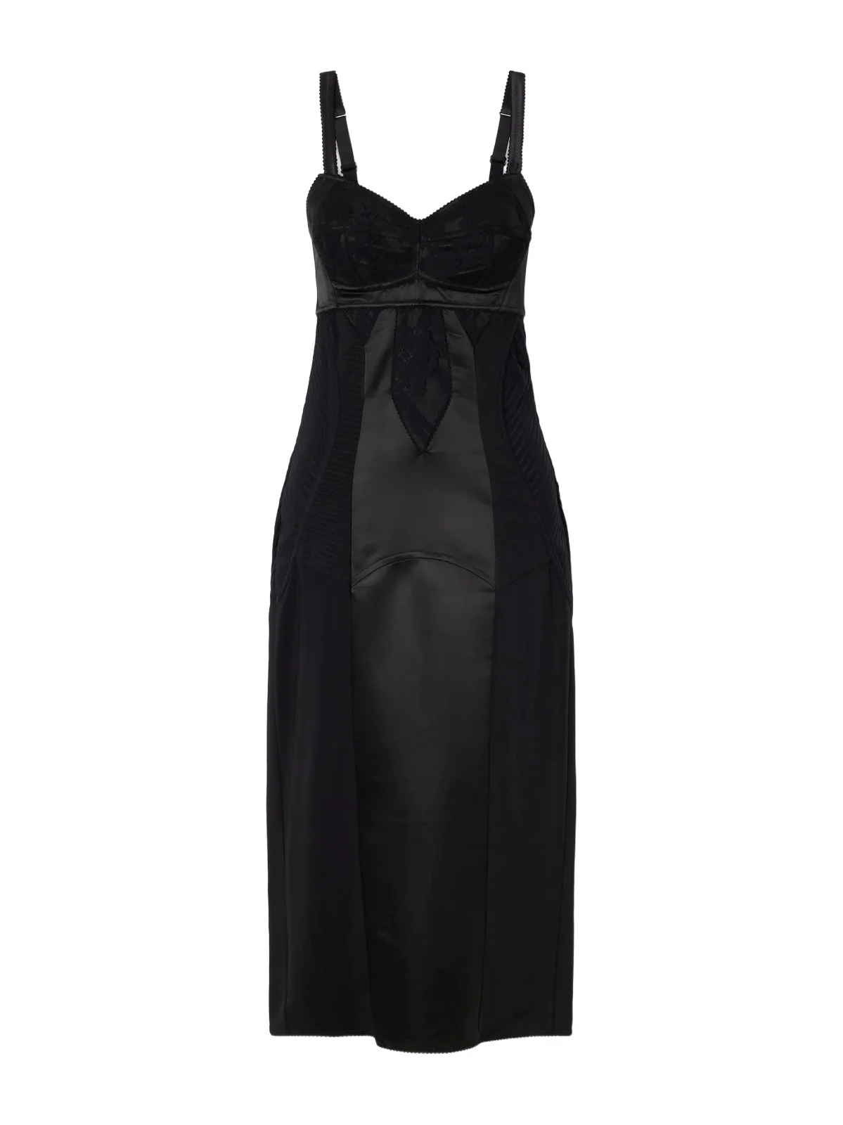 Dolce & Gabbana Paneled Cut-out Lace-trimmed Satin And Crepe Midi Dress