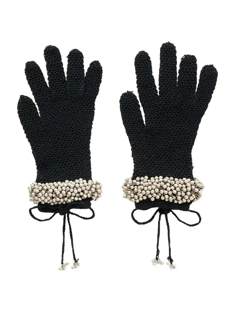 Yoshita 1967 Embellished Cotton Crochet-knit Gloves