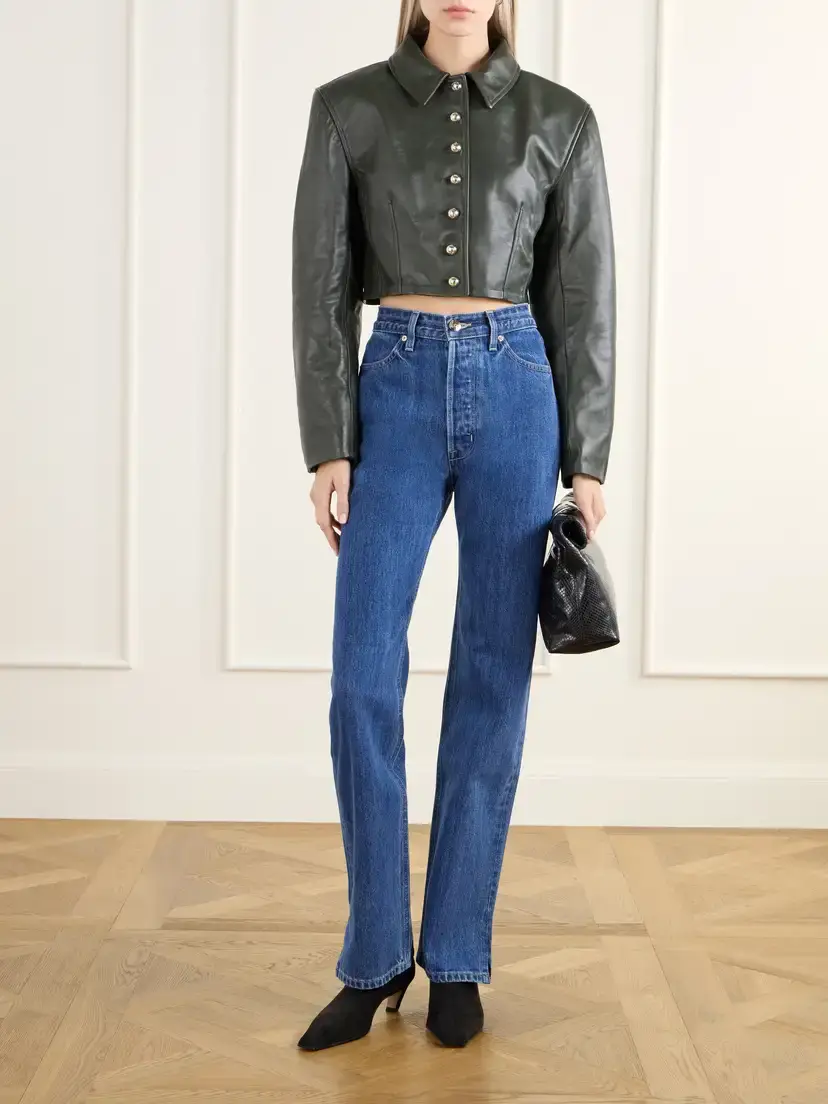 RÙADH Arabella Cropped Darted Leather Jacket | Thumbnail 2