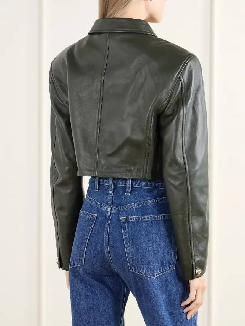 RÙADH Arabella Cropped Darted Leather Jacket | Thumbnail 3