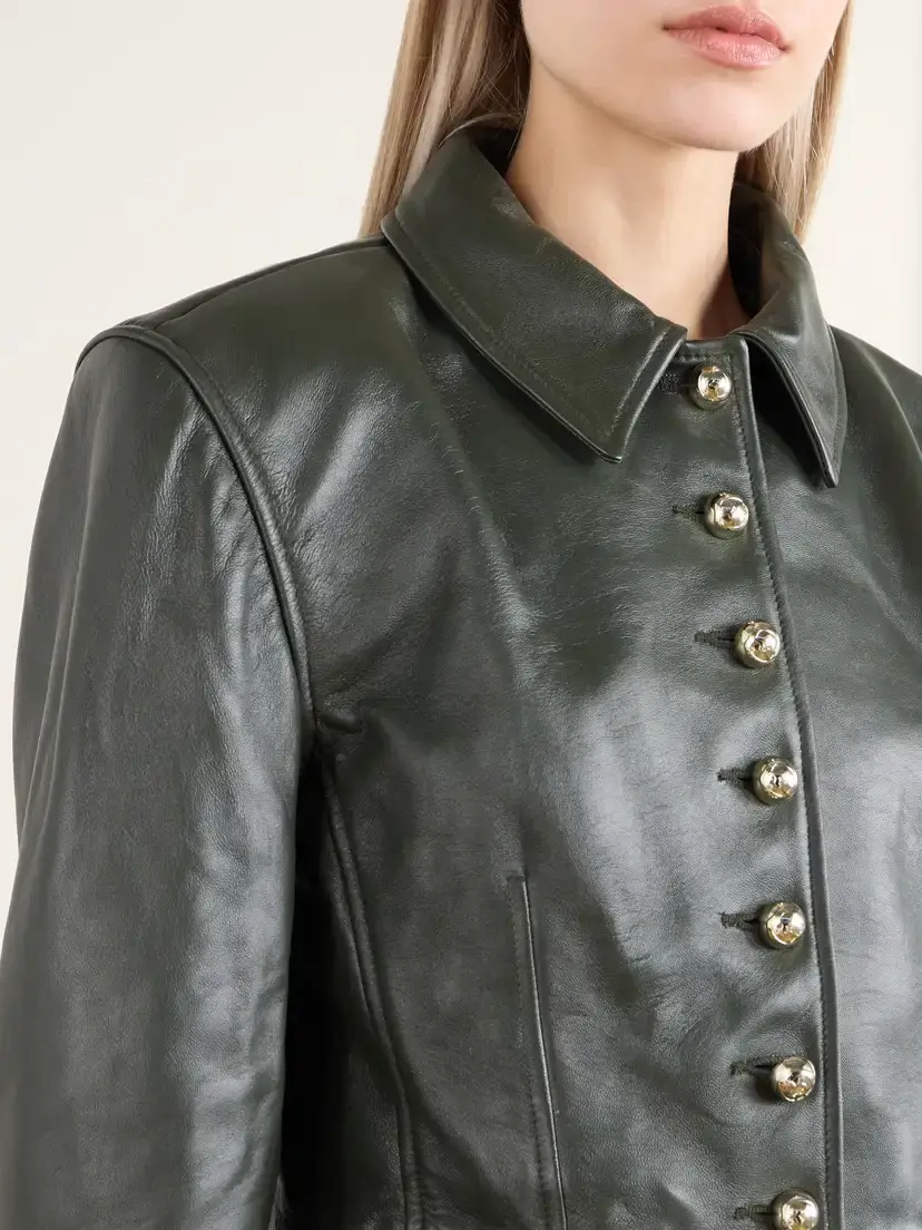 RÙADH Arabella Cropped Darted Leather Jacket | Thumbnail 4