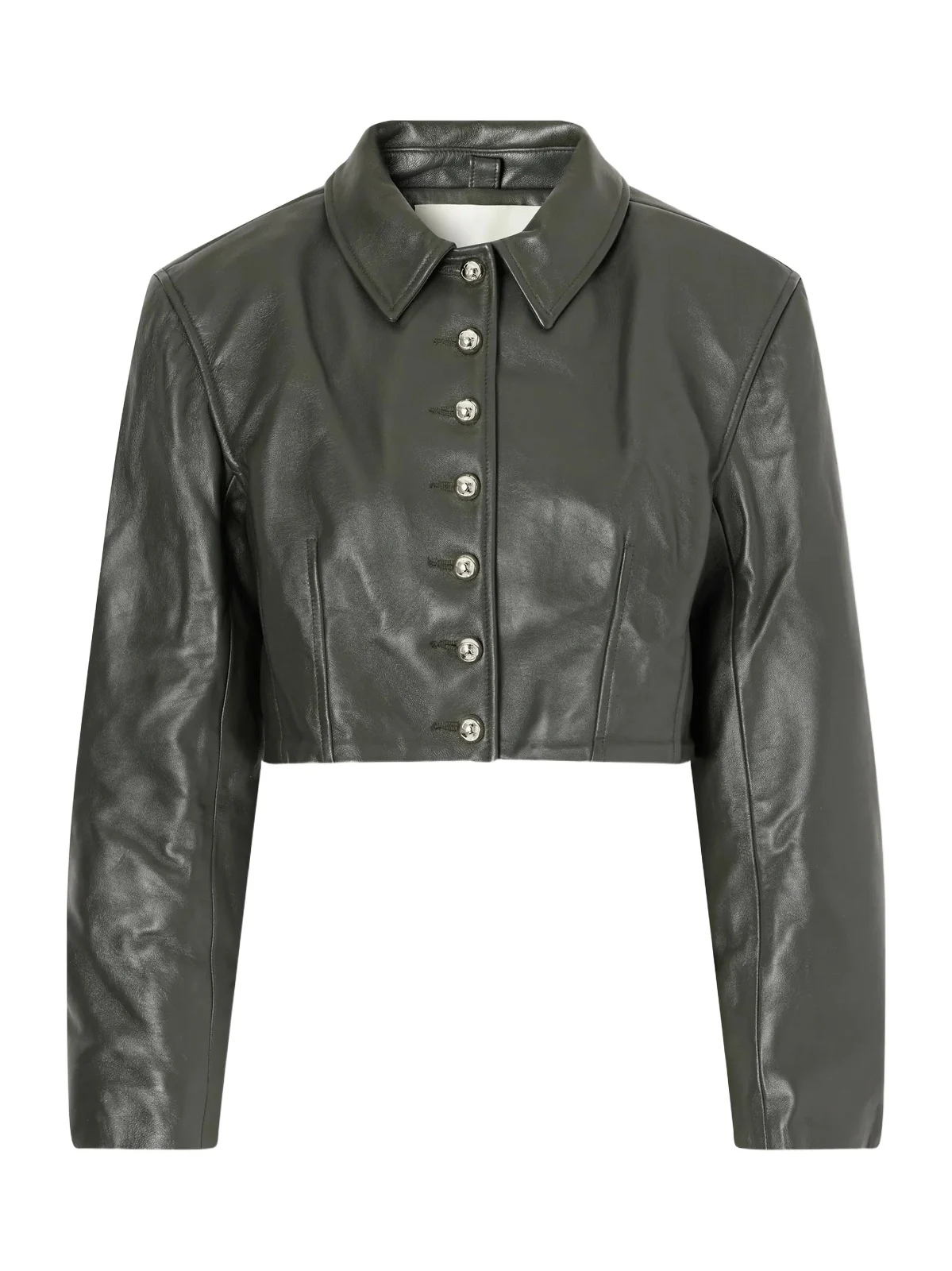 RÙADH Arabella Cropped Darted Leather Jacket