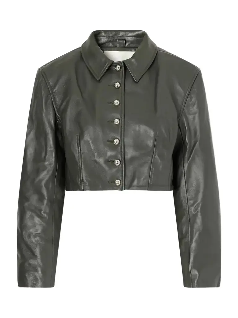 RÙADH Arabella Cropped Darted Leather Jacket