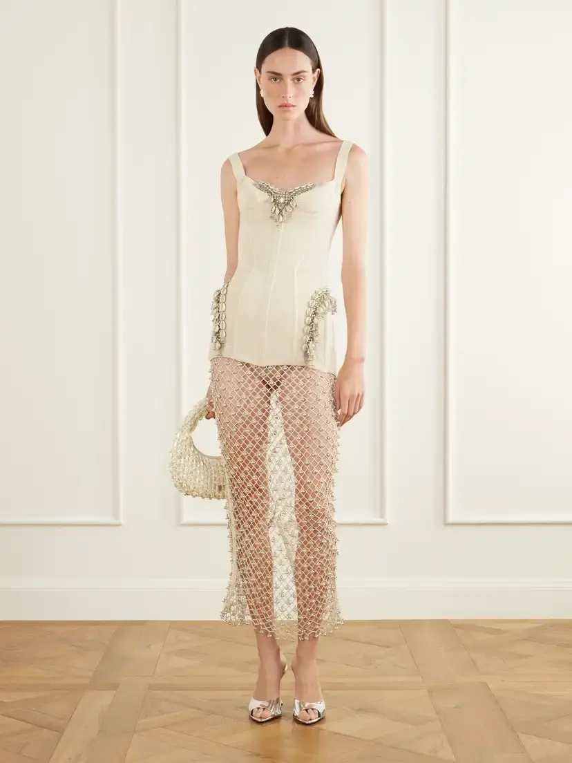 Yoshita 1967 Jhanjar Embellished Cotton Crochet-knit Midi Skirt | Thumbnail 2 Yoshita 1967 Jhanjar Embellished Cotton Crochet-knit Midi Skirt | Thumbnail 2
