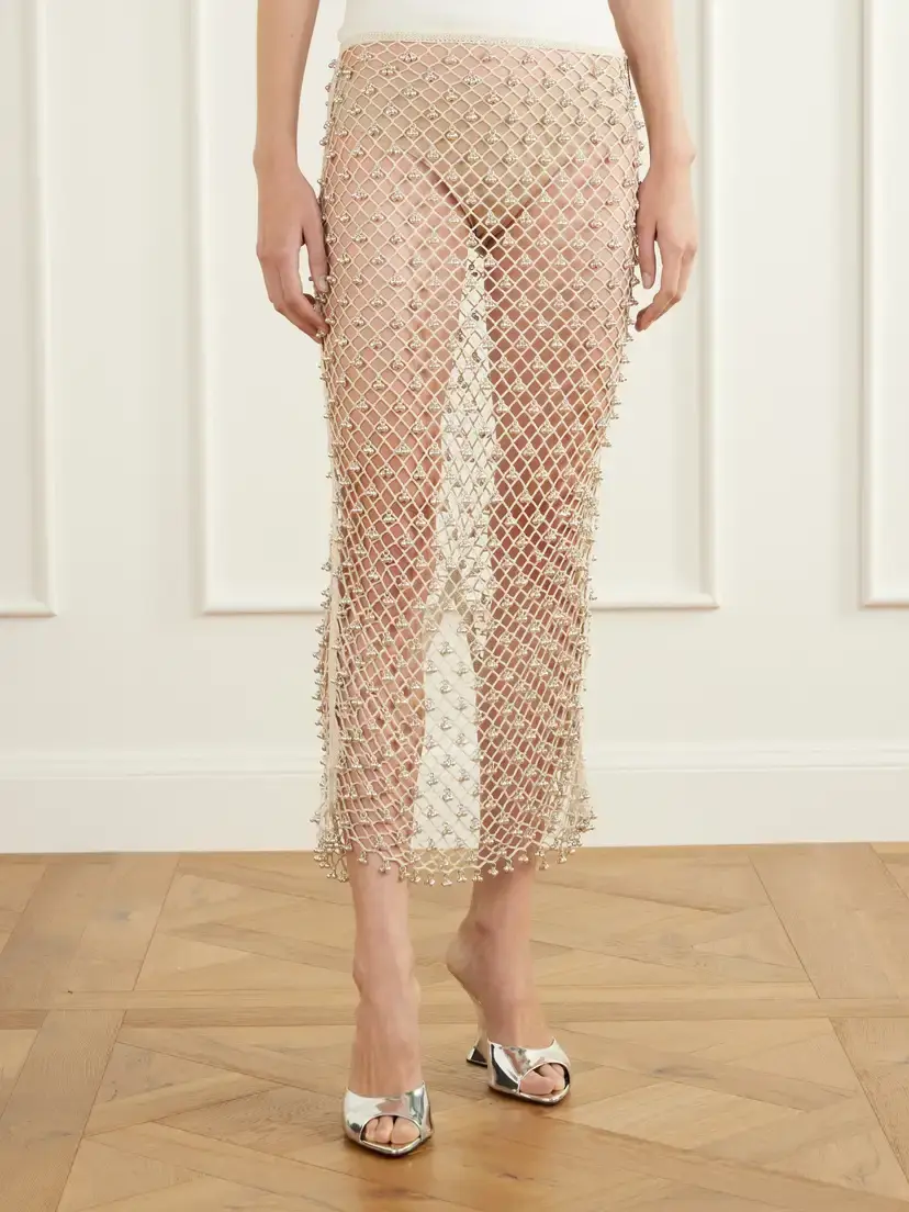 Yoshita 1967 Jhanjar Embellished Cotton Crochet-knit Midi Skirt | Thumbnail 3 Yoshita 1967 Jhanjar Embellished Cotton Crochet-knit Midi Skirt | Thumbnail 3