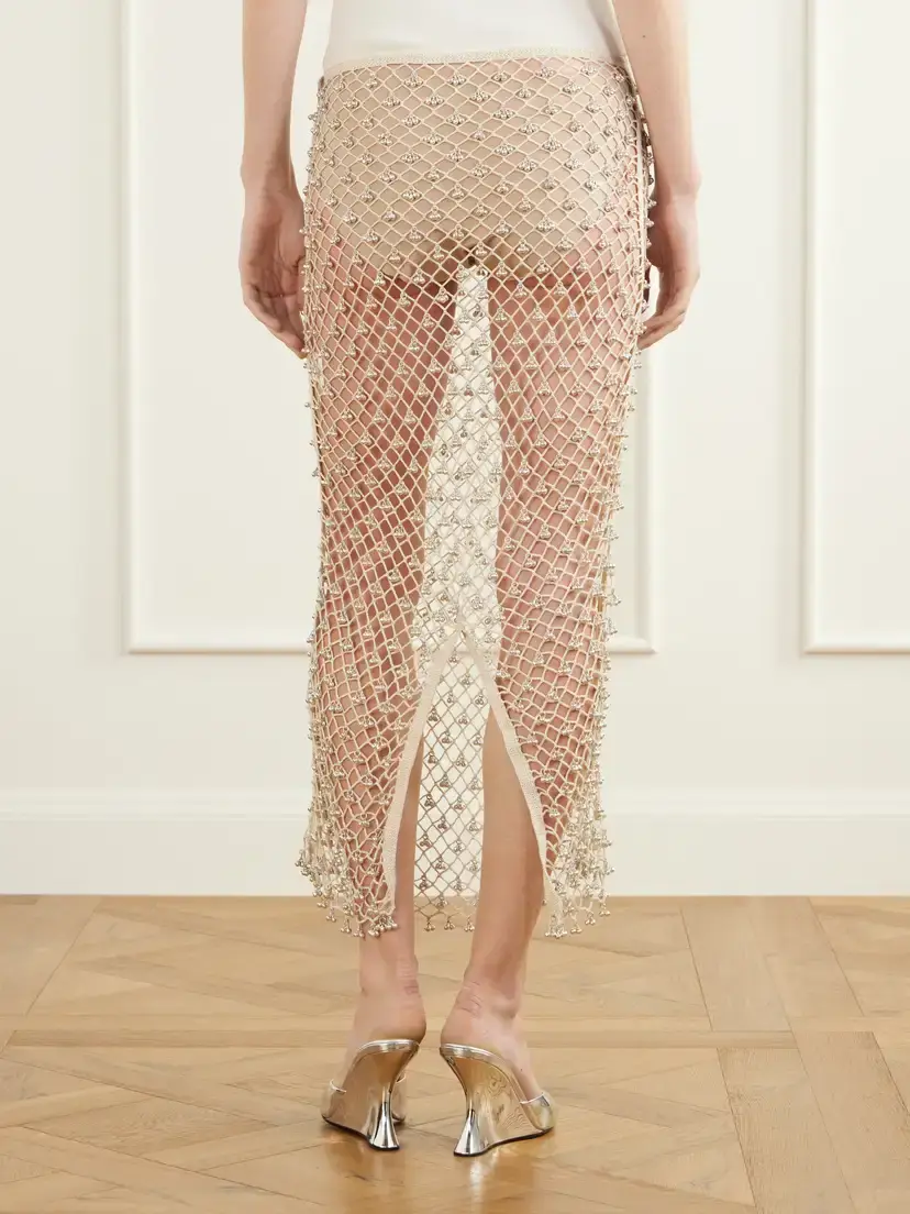 Yoshita 1967 Jhanjar Embellished Cotton Crochet-knit Midi Skirt | Thumbnail 4 Yoshita 1967 Jhanjar Embellished Cotton Crochet-knit Midi Skirt | Thumbnail 4