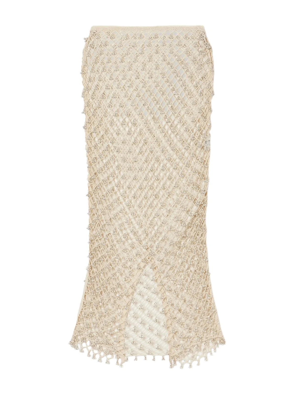 Jhanjar Embellished Cotton Crochet-knit Midi Skirt