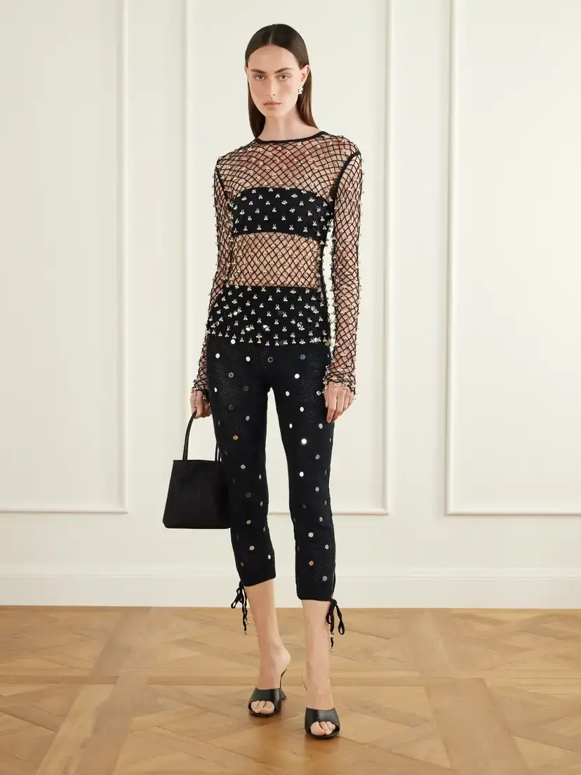 Yoshita 1967 Tanvee Embellished Cotton Crochet-knit Skinny Capri Pants | Thumbnail 2 Yoshita 1967 Tanvee Embellished Cotton Crochet-knit Skinny Capri Pants | Thumbnail 2