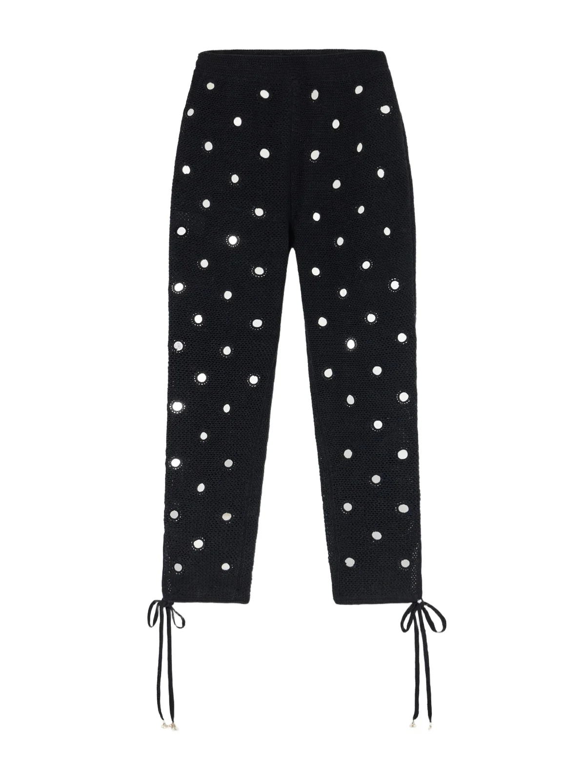 Tanvee Embellished Cotton Crochet-knit Skinny Capri Pants Tanvee Embellished Cotton Crochet-knit Skinny Capri Pants
