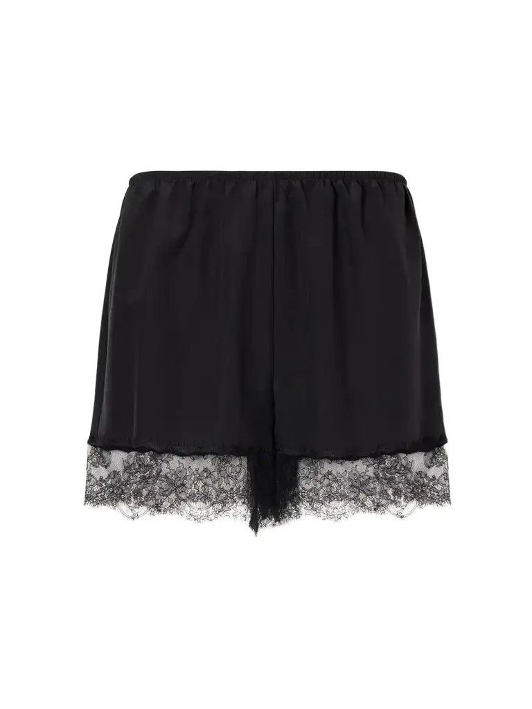 Lace-trimmed Silk-blend Satin Mini Shorts Lace-trimmed Silk-blend Satin Mini Shorts