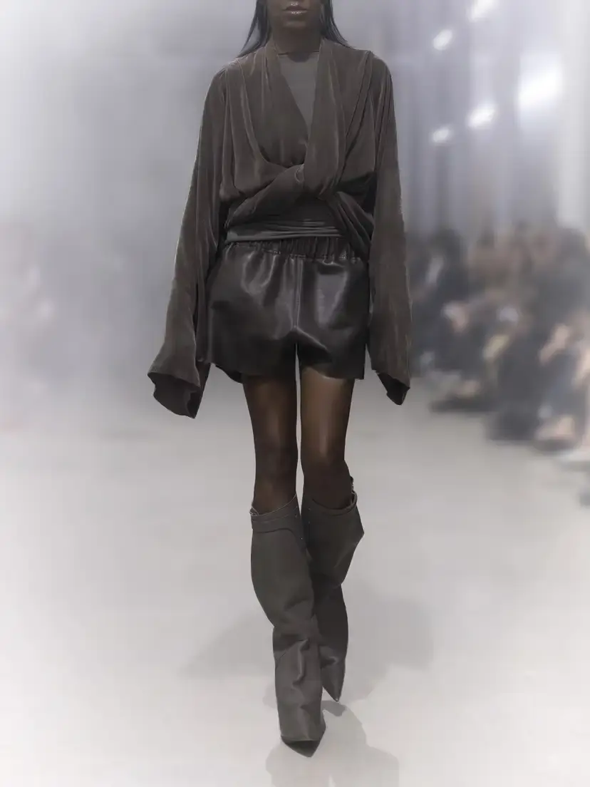 Rick Owens Delave Gathered Textured-leather Shorts | Thumbnail 6