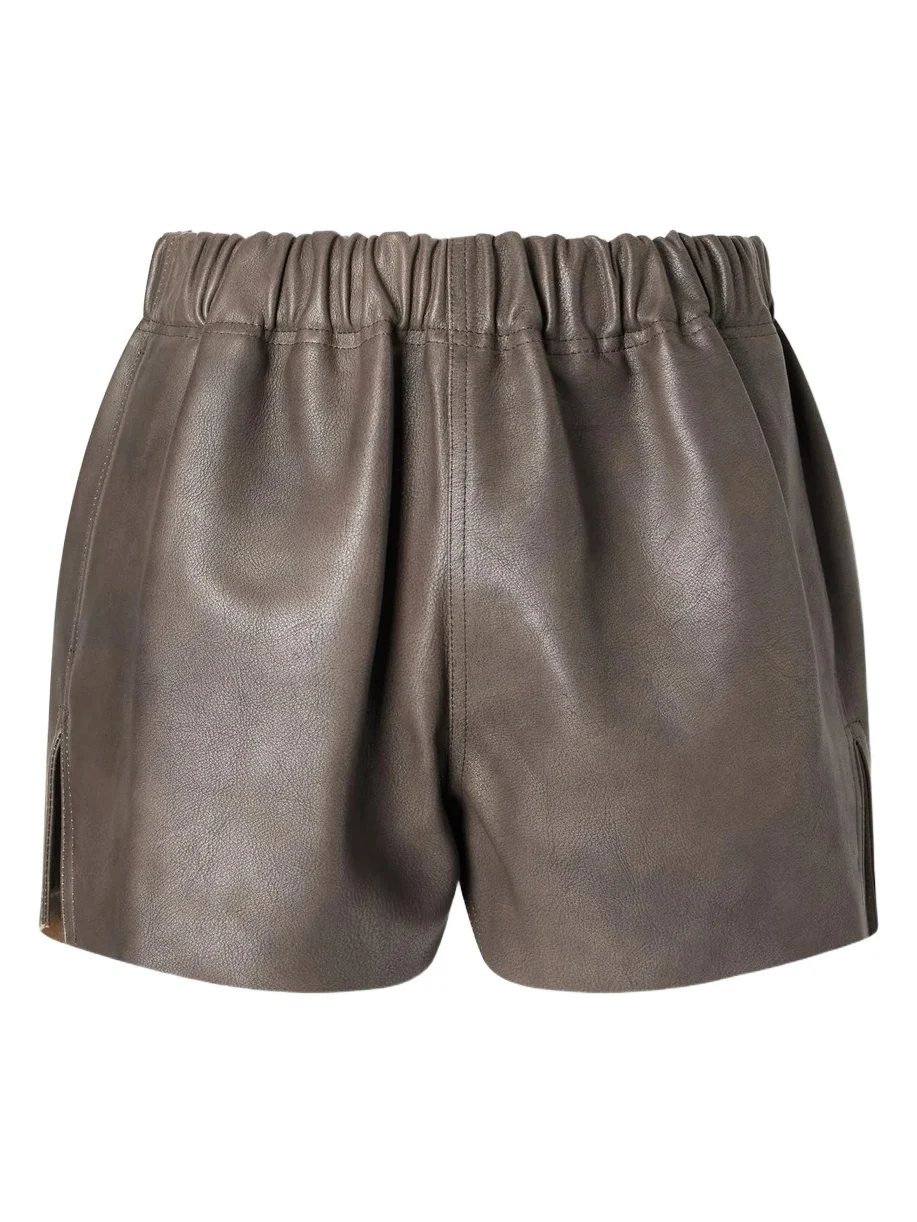 Delave Gathered Textured-leather Shorts Delave Gathered Textured-leather Shorts