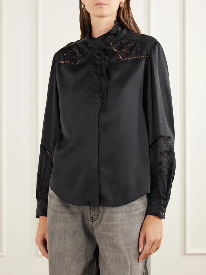Isabel Marant Ejali Broderie Anglaise Silk-blend Blouse | Thumbnail 3 Isabel Marant Ejali Broderie Anglaise Silk-blend Blouse | Thumbnail 3