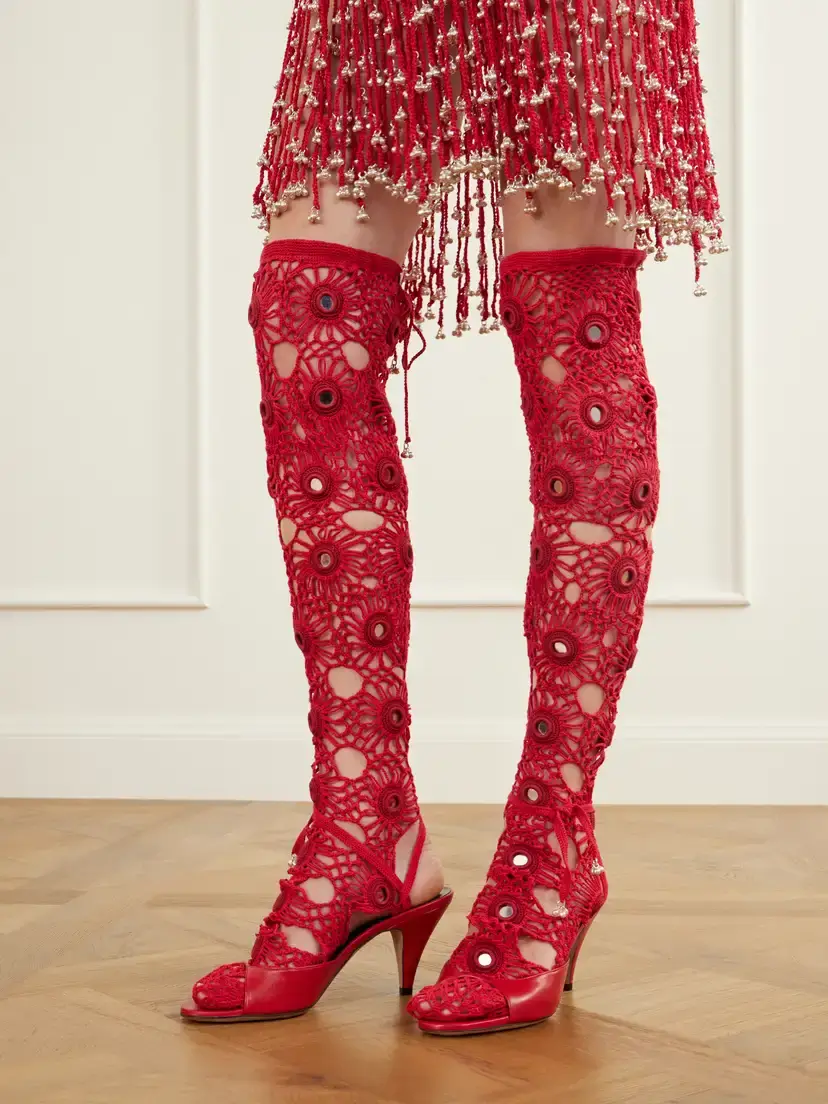 Yoshita 1967 Embellished Cotton Crochet-knit Stockings | Thumbnail 3 Yoshita 1967 Embellished Cotton Crochet-knit Stockings | Thumbnail 3