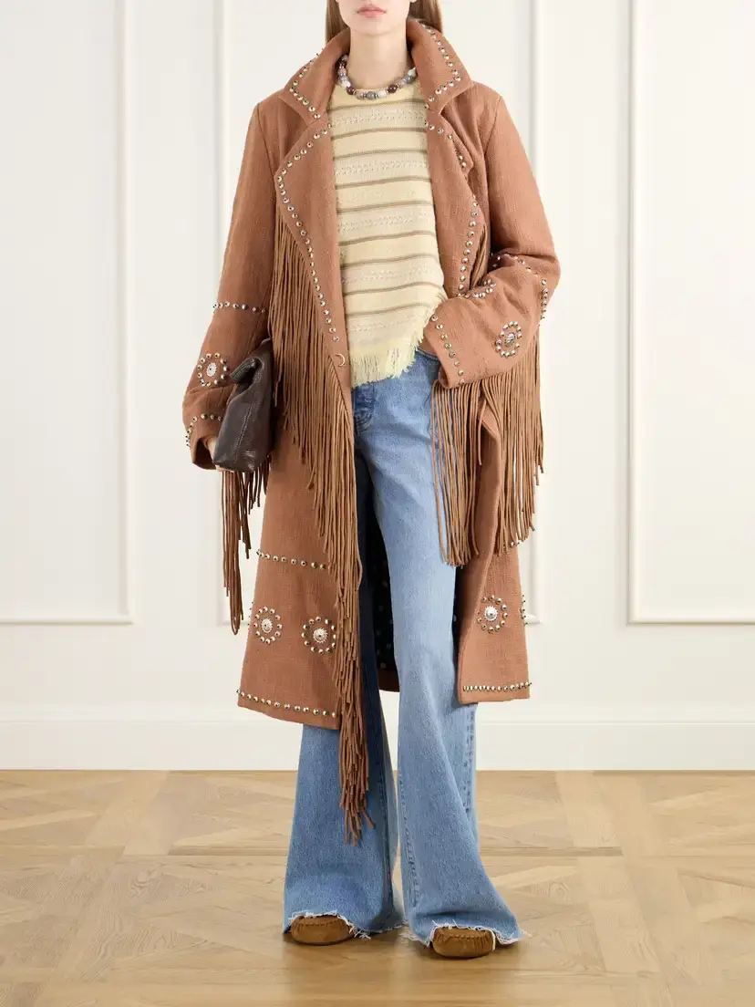 ALIX OF BOHEMIA Petunia Studded Fringe-trimmed Cotton-gauze Coat | Thumbnail 2 ALIX OF BOHEMIA Petunia Studded Fringe-trimmed Cotton-gauze Coat | Thumbnail 2