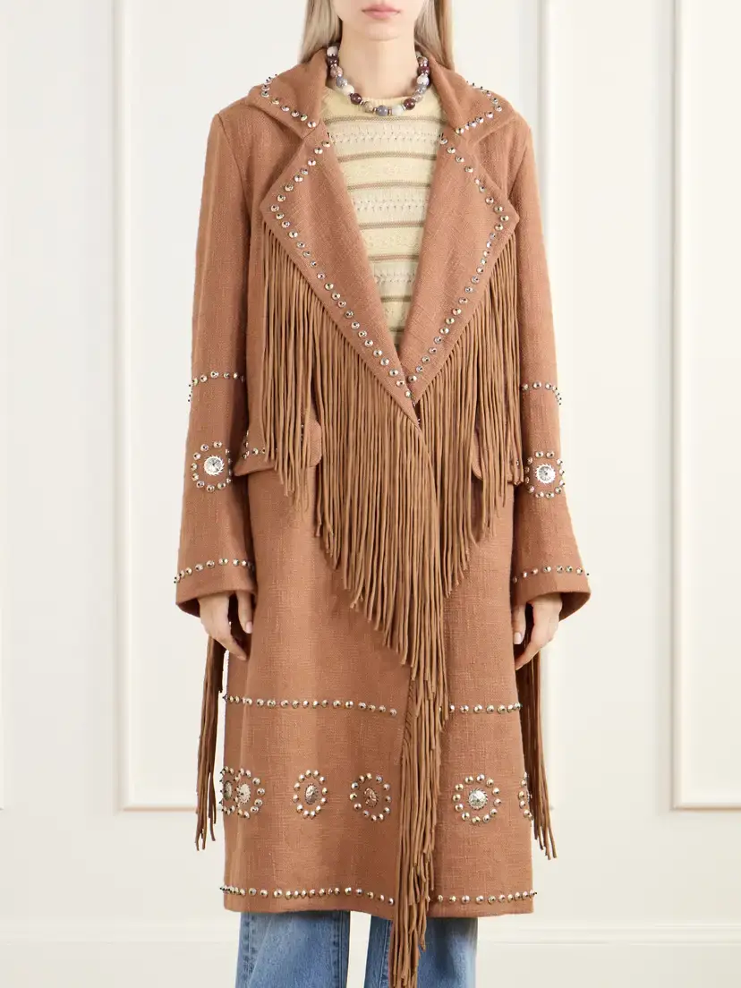 ALIX OF BOHEMIA Petunia Studded Fringe-trimmed Cotton-gauze Coat | Thumbnail 3 ALIX OF BOHEMIA Petunia Studded Fringe-trimmed Cotton-gauze Coat | Thumbnail 3