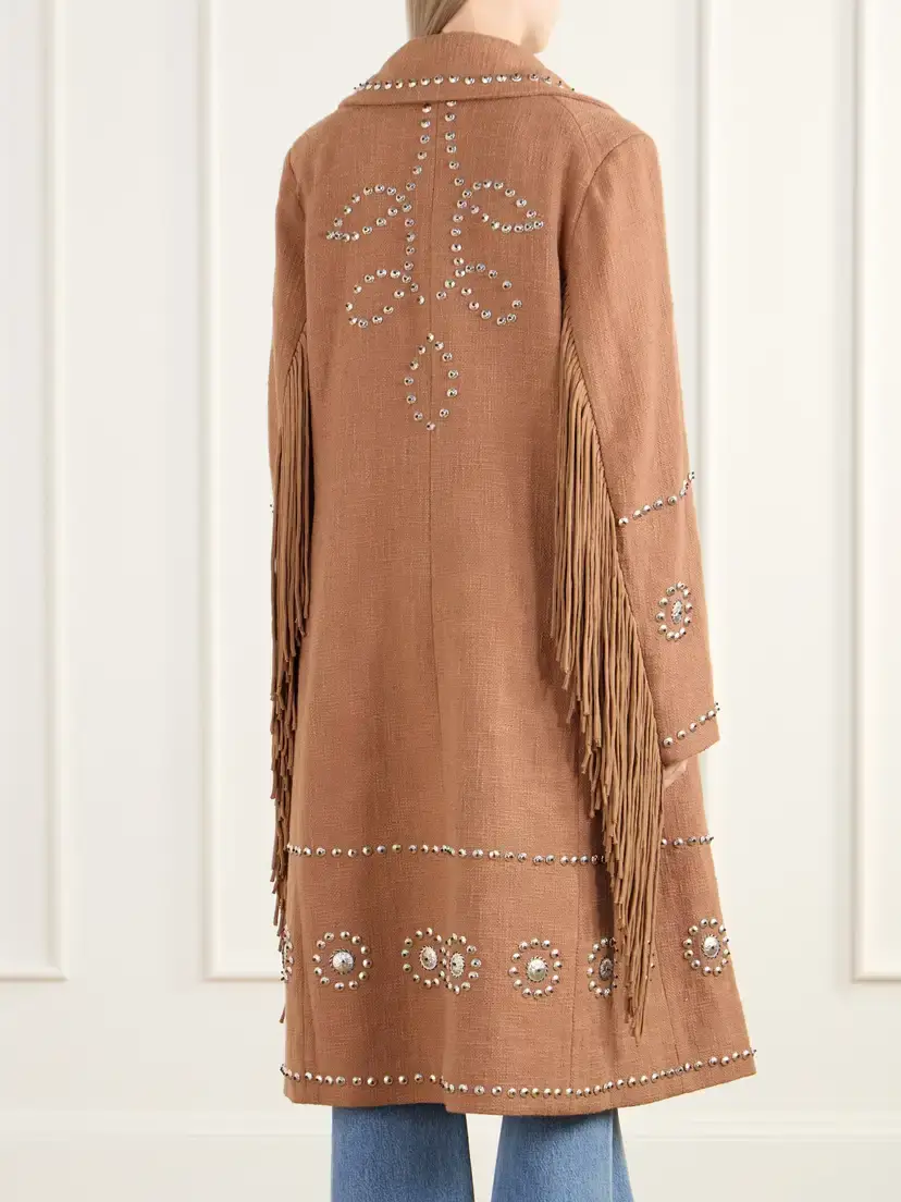 ALIX OF BOHEMIA Petunia Studded Fringe-trimmed Cotton-gauze Coat | Thumbnail 4 ALIX OF BOHEMIA Petunia Studded Fringe-trimmed Cotton-gauze Coat | Thumbnail 4