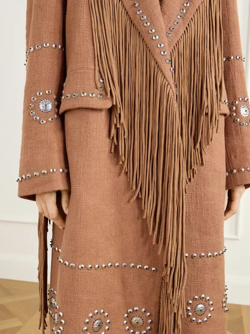 ALIX OF BOHEMIA Petunia Studded Fringe-trimmed Cotton-gauze Coat | Thumbnail 5 ALIX OF BOHEMIA Petunia Studded Fringe-trimmed Cotton-gauze Coat | Thumbnail 5