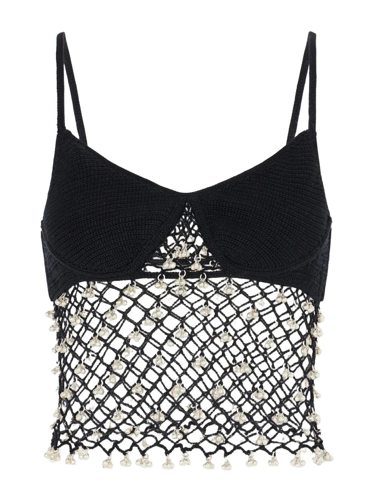 Yoshita 1967 Catherine Embellished Cotton Crochet-knit Top