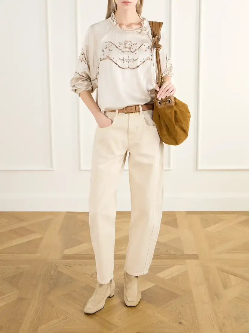Isabel Marant Enelia Broderie Anglaise Silk-blend Blouse | Thumbnail 2 Isabel Marant Enelia Broderie Anglaise Silk-blend Blouse | Thumbnail 2