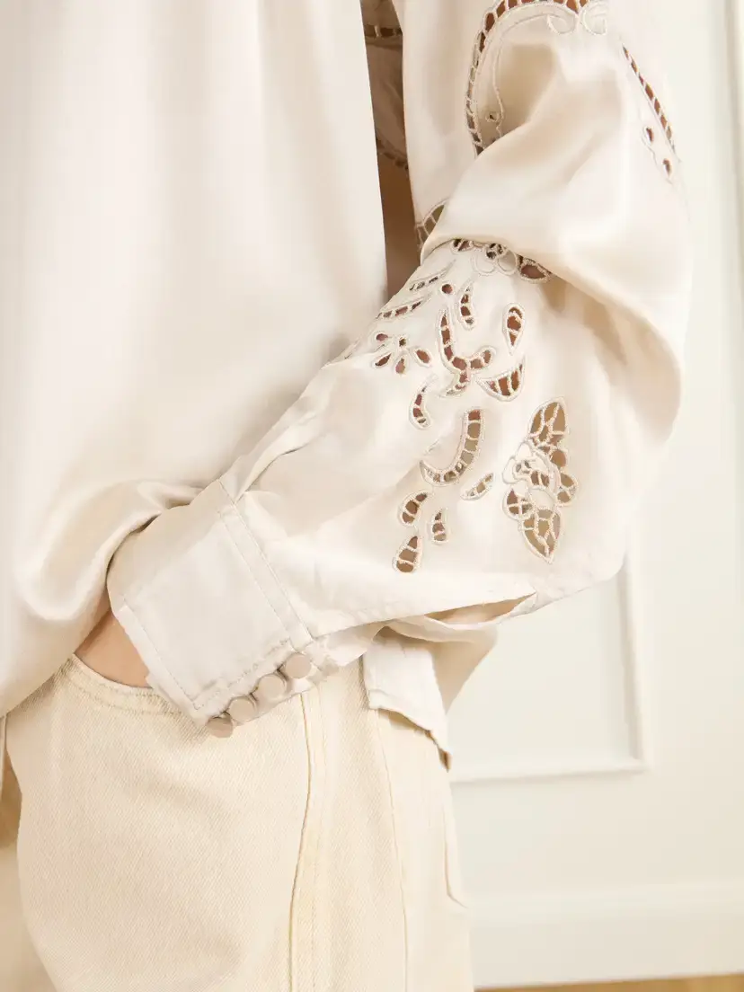 Isabel Marant Enelia Broderie Anglaise Silk-blend Blouse | Thumbnail 5 Isabel Marant Enelia Broderie Anglaise Silk-blend Blouse | Thumbnail 5