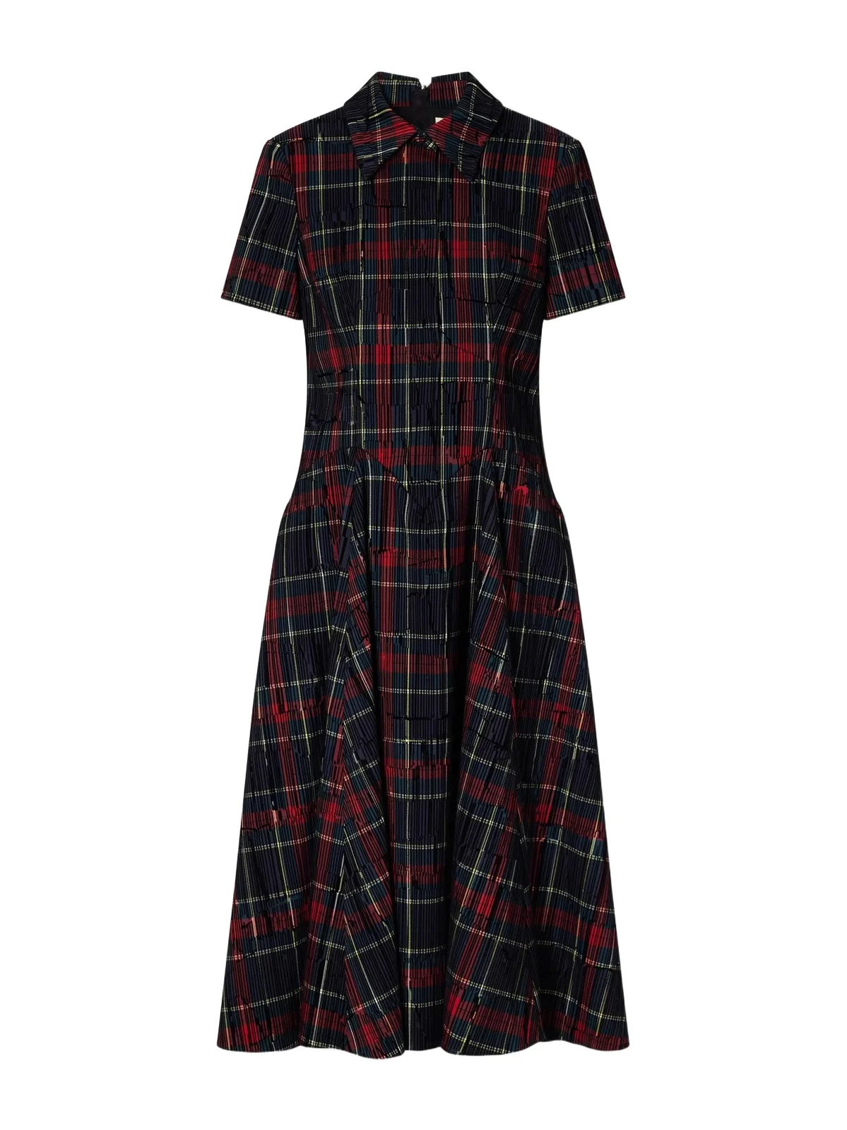 Emilia Wickstead Jody Checked Flocked Velvet-trimmed Gabardine Midi Dress