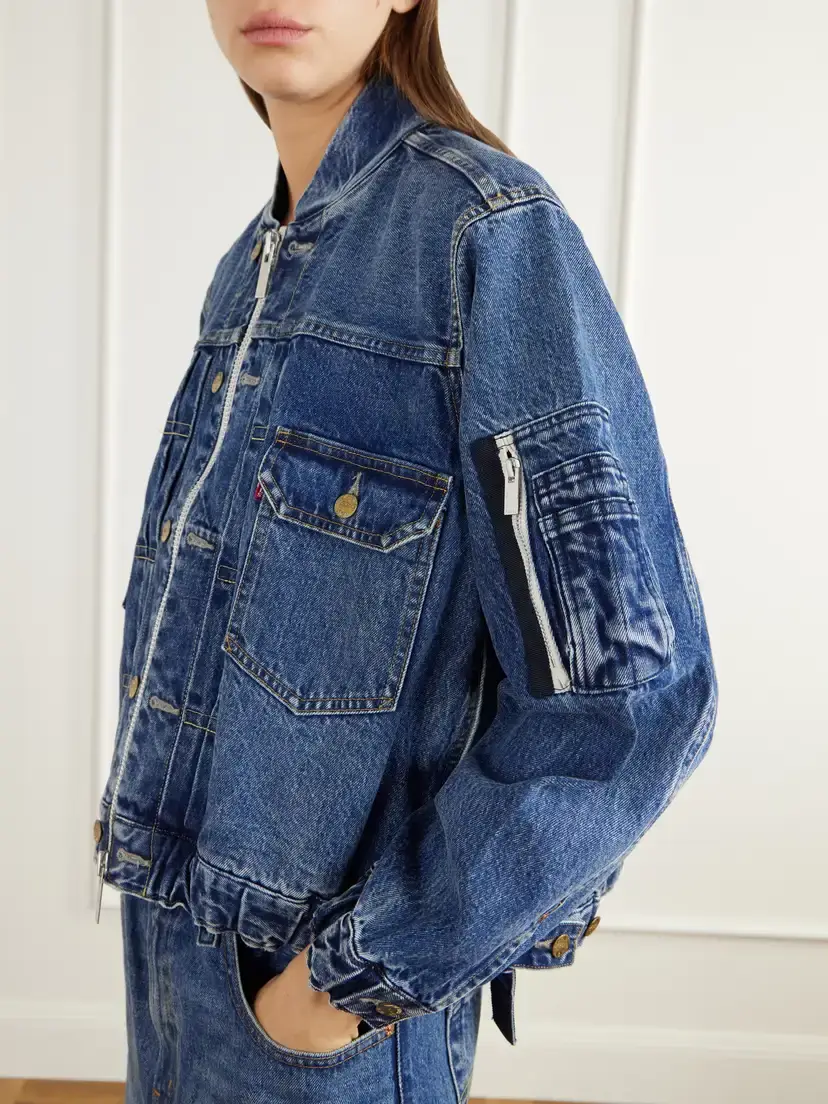 Sacai + Levi's Washed Denim Bomber Jacket | Thumbnail 5 Sacai + Levi's Washed Denim Bomber Jacket | Thumbnail 5