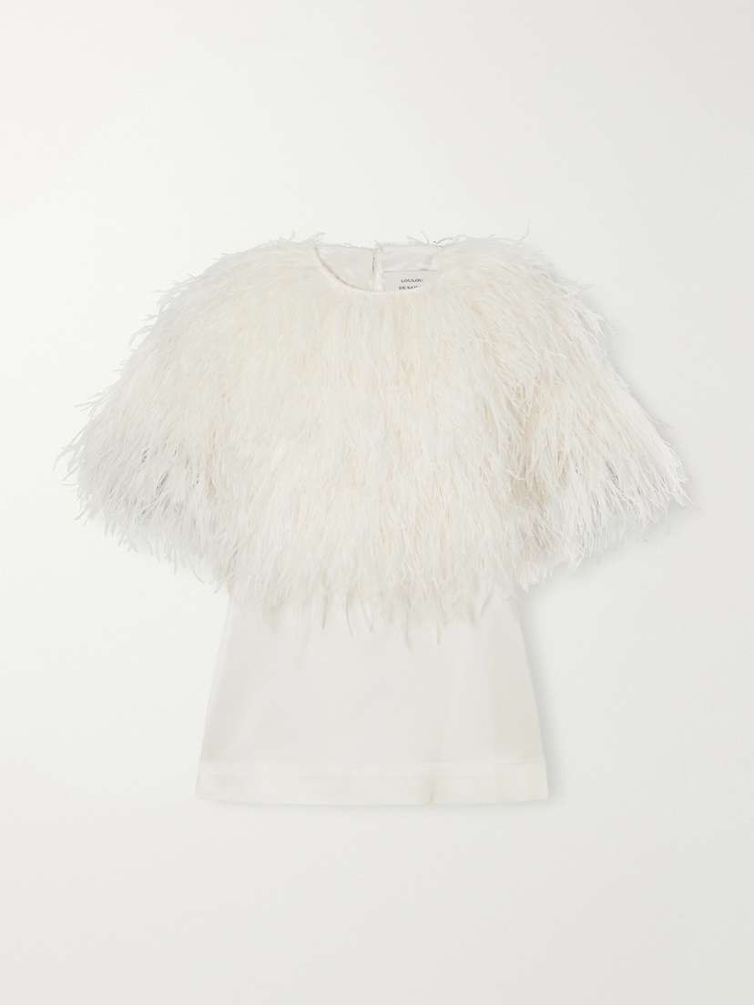 Loulou de Saison Iona Feather-trimmed Crepe Blouse
