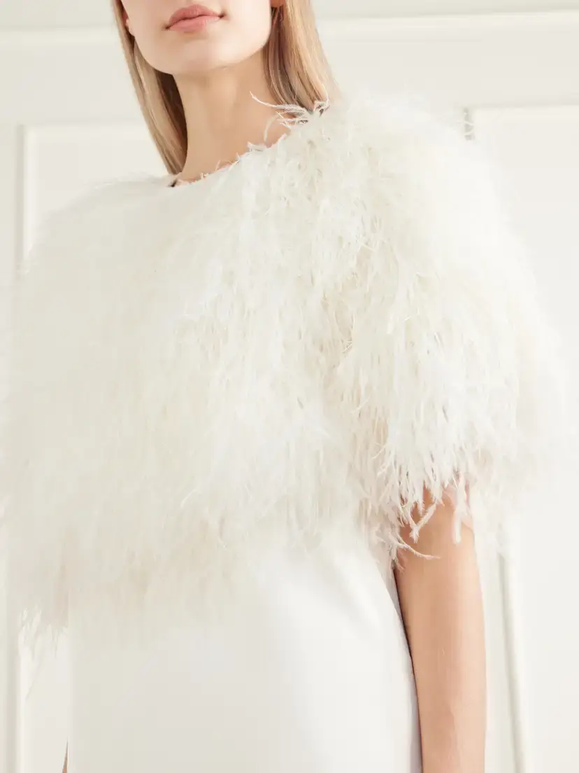 Loulou de Saison Iona Feather-trimmed Crepe Blouse | Thumbnail 4