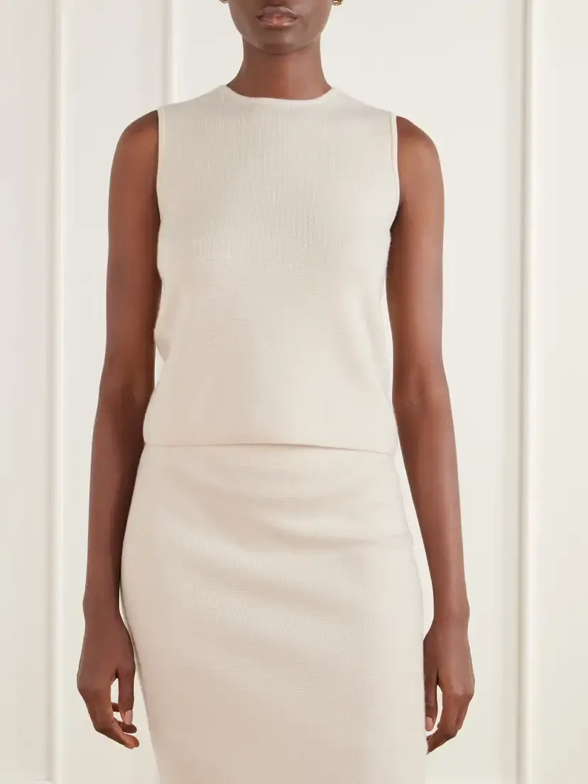 Max Mara Giochi Wool And Cashmere-blend Tank - Neutrals | Thumbnail 3 Max Mara Giochi Wool And Cashmere-blend Tank - Neutrals | Thumbnail 3