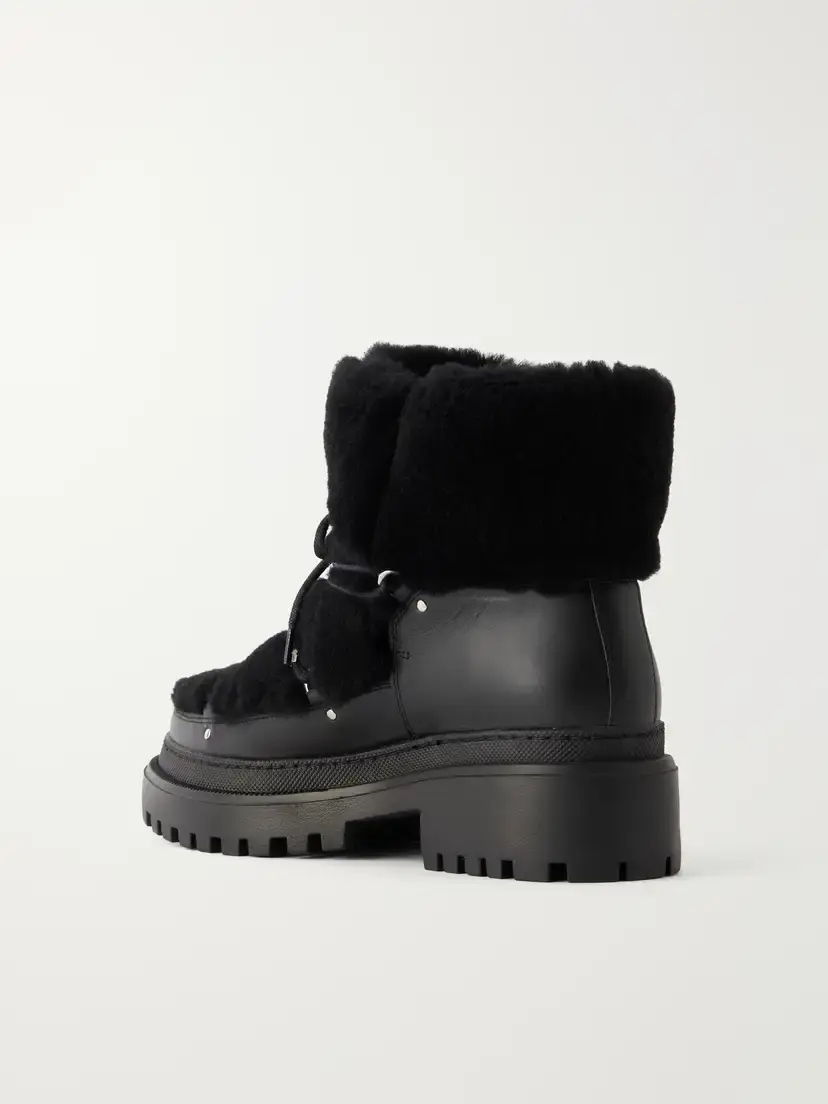 Yves Salomon Lace-detailed Shearling-trimmed Leather Ankle Boots | Thumbnail 3 Yves Salomon Lace-detailed Shearling-trimmed Leather Ankle Boots | Thumbnail 3