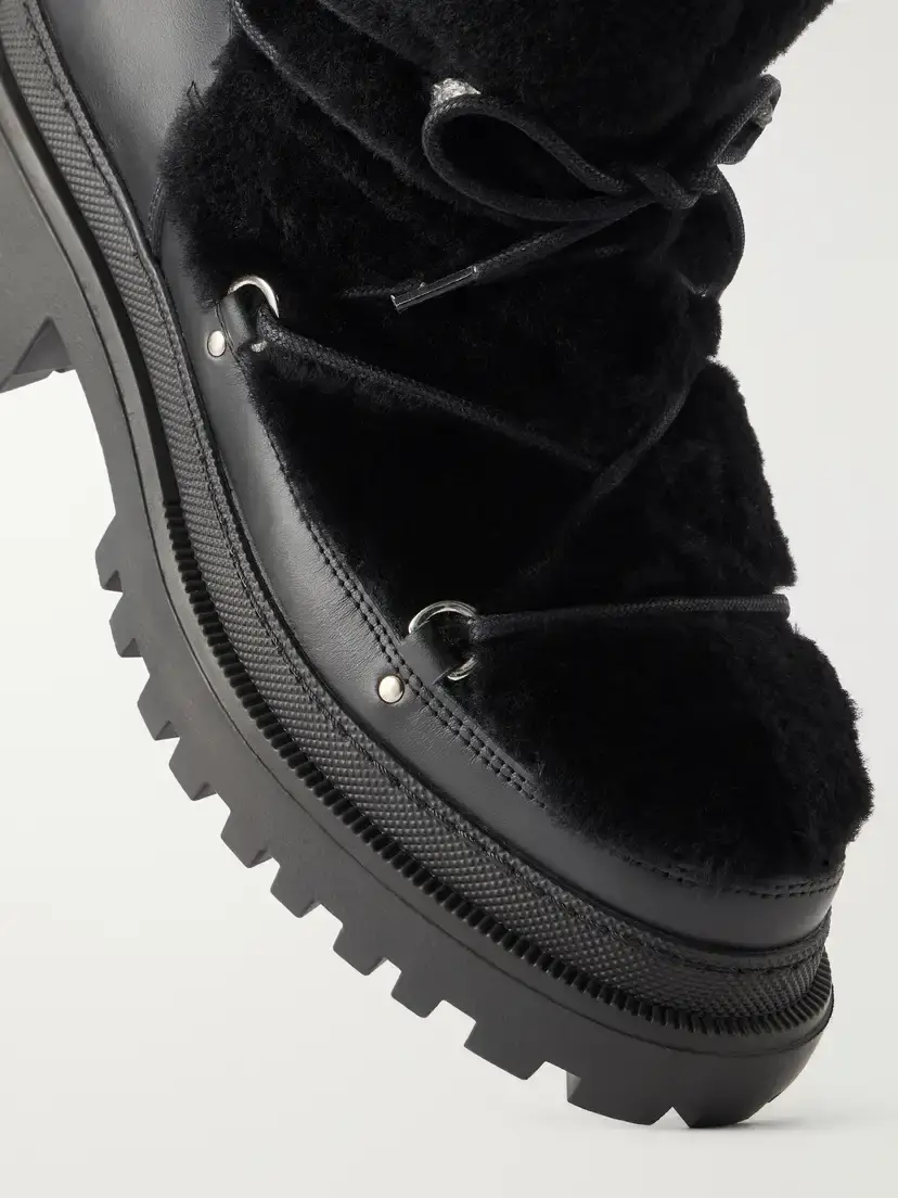 Yves Salomon Lace-detailed Shearling-trimmed Leather Ankle Boots | Thumbnail 5 Yves Salomon Lace-detailed Shearling-trimmed Leather Ankle Boots | Thumbnail 5